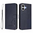 For iPhone 17 Litter Panda Embossing RFID Leather Phone Case with Lanyard(Blue) - 2