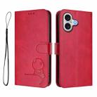 For iPhone 17 Litter Panda Embossing RFID Leather Phone Case with Lanyard(Rose Red) - 2