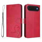 For iPhone 17 Air Litter Panda Embossing RFID Leather Phone Case with Lanyard(Rose Red) - 2