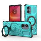 For Motorola Edge 50 Fusion 5G Global J-20 Solid Color MagSafe Magnetic TPU+PC Phone Case(Lake Blue) - 1