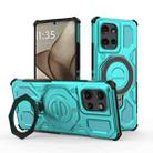 For Motorola Edge 50 5G Global J-20 Solid Color MagSafe Magnetic TPU+PC Phone Case(Lake Blue) - 1