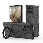 For Motorola Edge 50 5G Global J-20 Solid Color MagSafe Magnetic TPU+PC Phone Case(Black) - 1