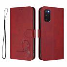 For Samsung Galaxy S20 FE Litter Panda Embossing RFID Leather Phone Case with Lanyard(Wine Red) - 2