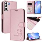 For Samsung Galaxy S21 5G Litter Panda Embossing RFID Leather Phone Case with Lanyard(Pink) - 1