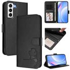 For Samsung Galaxy S21 5G Litter Panda Embossing RFID Leather Phone Case with Lanyard(Black) - 1