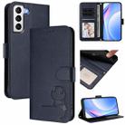 For Samsung Galaxy S21 5G Litter Panda Embossing RFID Leather Phone Case with Lanyard(Blue) - 1