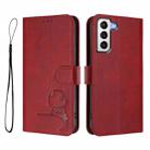 For Samsung Galaxy S21+ 5G Litter Panda Embossing RFID Leather Phone Case with Lanyard(Wine Red) - 2