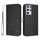For Samsung Galaxy S21 Ultra 5G Litter Panda Embossing RFID Leather Phone Case with Lanyard(Black) - 2