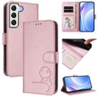 For Samsung Galaxy S22 5G Litter Panda Embossing RFID Leather Phone Case with Lanyard(Pink) - 1