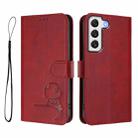 For Samsung Galaxy S22+ 5G Litter Panda Embossing RFID Leather Phone Case with Lanyard(Wine Red) - 2