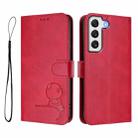 For Samsung Galaxy S22+ 5G Litter Panda Embossing RFID Leather Phone Case with Lanyard(Rose Red) - 2