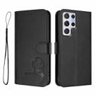 For Samsung Galaxy S22 Ultra 5G Litter Panda Embossing RFID Leather Phone Case with Lanyard(Black) - 2