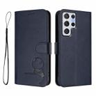 For Samsung Galaxy S22 Ultra 5G Litter Panda Embossing RFID Leather Phone Case with Lanyard(Blue) - 2