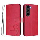For Samsung Galaxy S23+ 5G Litter Panda Embossing RFID Leather Phone Case with Lanyard(Rose Red) - 2