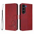 For Samsung Galaxy S23 5G Litter Panda Embossing RFID Leather Phone Case with Lanyard(Wine Red) - 2