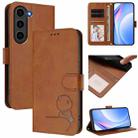 For Samsung Galaxy S23 5G Litter Panda Embossing RFID Leather Phone Case with Lanyard(Brown) - 1