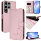 For Samsung Galaxy S23 Ultra 5G Litter Panda Embossing RFID Leather Phone Case with Lanyard(Pink) - 1