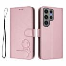 For Samsung Galaxy S23 Ultra 5G Litter Panda Embossing RFID Leather Phone Case with Lanyard(Pink) - 2