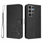 For Samsung Galaxy S23 Ultra 5G Litter Panda Embossing RFID Leather Phone Case with Lanyard(Black) - 2