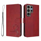 For Samsung Galaxy S23 Ultra 5G Litter Panda Embossing RFID Leather Phone Case with Lanyard(Wine Red) - 2