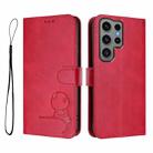 For Samsung Galaxy S23 Ultra 5G Litter Panda Embossing RFID Leather Phone Case with Lanyard(Rose Red) - 2