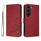 For Samsung Galaxy S23 FE 5G Litter Panda Embossing RFID Leather Phone Case with Lanyard(Wine Red) - 2
