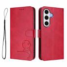 For Samsung Galaxy S24 FE 5G Litter Panda Embossing RFID Leather Phone Case with Lanyard(Rose Red) - 2