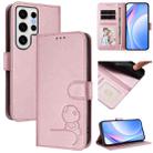 For Samsung Galaxy S24 Ultra 5G Litter Panda Embossing RFID Leather Phone Case with Lanyard(Pink) - 1