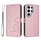 For Samsung Galaxy S24 Ultra 5G Litter Panda Embossing RFID Leather Phone Case with Lanyard(Pink) - 2