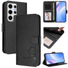 For Samsung Galaxy S24 Ultra 5G Litter Panda Embossing RFID Leather Phone Case with Lanyard(Black) - 1