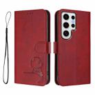 For Samsung Galaxy S24 Ultra 5G Litter Panda Embossing RFID Leather Phone Case with Lanyard(Wine Red) - 2