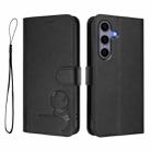 For Samsung Galaxy S25 / S24 5G Litter Panda Embossing RFID Leather Phone Case with Lanyard(Black) - 2