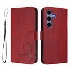 For Samsung Galaxy S25 / S24 5G Litter Panda Embossing RFID Leather Phone Case with Lanyard(Wine Red) - 2