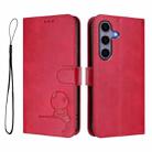 For Samsung Galaxy S25 / S24 5G Litter Panda Embossing RFID Leather Phone Case with Lanyard(Rose Red) - 2