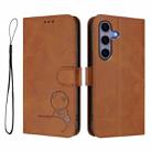 For Samsung Galaxy S25 / S24 5G Litter Panda Embossing RFID Leather Phone Case with Lanyard(Brown) - 2