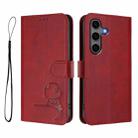 For Samsung Galaxy S25+ / S24+ 5G Litter Panda Embossing RFID Leather Phone Case with Lanyard(Wine Red) - 2