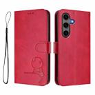 For Samsung Galaxy S25+ / S24+ 5G Litter Panda Embossing RFID Leather Phone Case with Lanyard(Rose Red) - 2