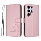 For Samsung Galaxy S25 Ultra 5G Litter Panda Embossing RFID Leather Phone Case with Lanyard(Pink) - 2
