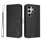 For Samsung Galaxy S25 Ultra 5G Litter Panda Embossing RFID Leather Phone Case with Lanyard(Black) - 2