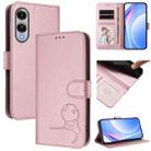For Samsung Galaxy S25 Edge 5G Litter Panda Embossing RFID Leather Phone Case with Lanyard(Pink) - 1