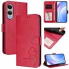 For Samsung Galaxy S25 Edge 5G Litter Panda Embossing RFID Leather Phone Case with Lanyard(Rose Red) - 1