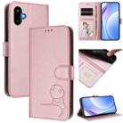 For Samsung Galaxy F06 5G / M06 5G Litter Panda Embossing RFID Leather Phone Case with Lanyard(Pink) - 1