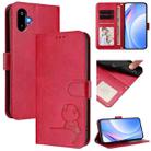 For Samsung Galaxy F06 5G / M06 5G Litter Panda Embossing RFID Leather Phone Case with Lanyard(Rose Red) - 1