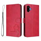 For Samsung Galaxy F06 5G / M06 5G Litter Panda Embossing RFID Leather Phone Case with Lanyard(Rose Red) - 2