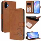For Samsung Galaxy F06 5G / M06 5G Litter Panda Embossing RFID Leather Phone Case with Lanyard(Brown) - 1