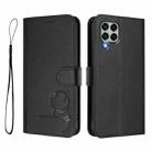 For Samsung Galaxy M33 5G Litter Panda Embossing RFID Leather Phone Case with Lanyard(Black) - 2