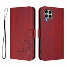 For Samsung Galaxy M33 5G Litter Panda Embossing RFID Leather Phone Case with Lanyard(Wine Red) - 2