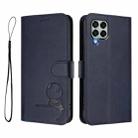 For Samsung Galaxy M33 5G Litter Panda Embossing RFID Leather Phone Case with Lanyard(Blue) - 2