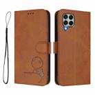 For Samsung Galaxy M33 5G Litter Panda Embossing RFID Leather Phone Case with Lanyard(Brown) - 2