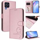 For Samsung Galaxy M53 5G Litter Panda Embossing RFID Leather Phone Case with Lanyard(Pink) - 1